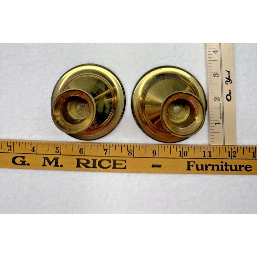 Solid Brass Candlestick Holders Set of 2 Small Taper Candle Holders Vintage